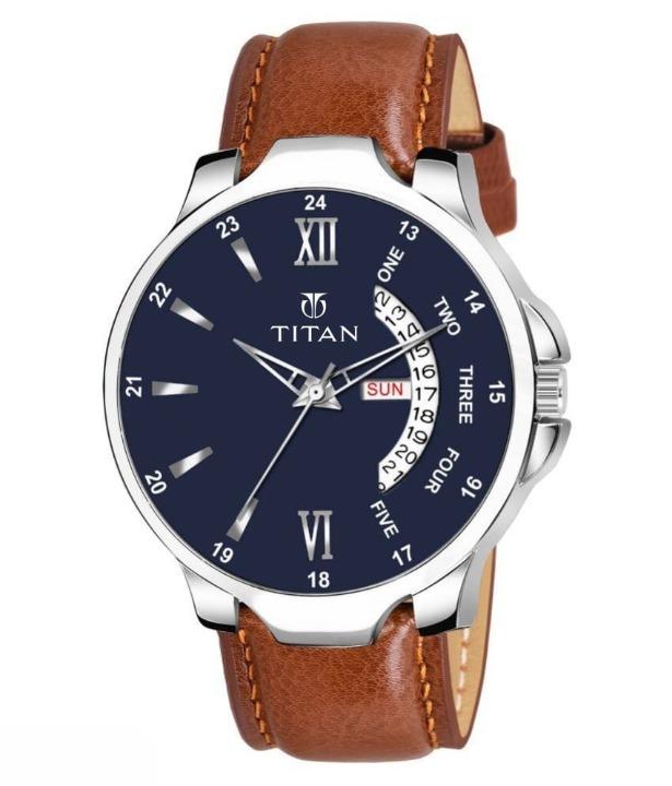 Leather Analog Watch(Blue Dial)